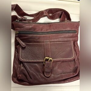Roots Canada Leather Midtown Bag Wine Burgundy Soft Nubuck crossbody